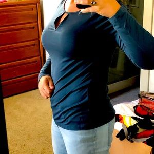 Blue/green shirt with keyhole